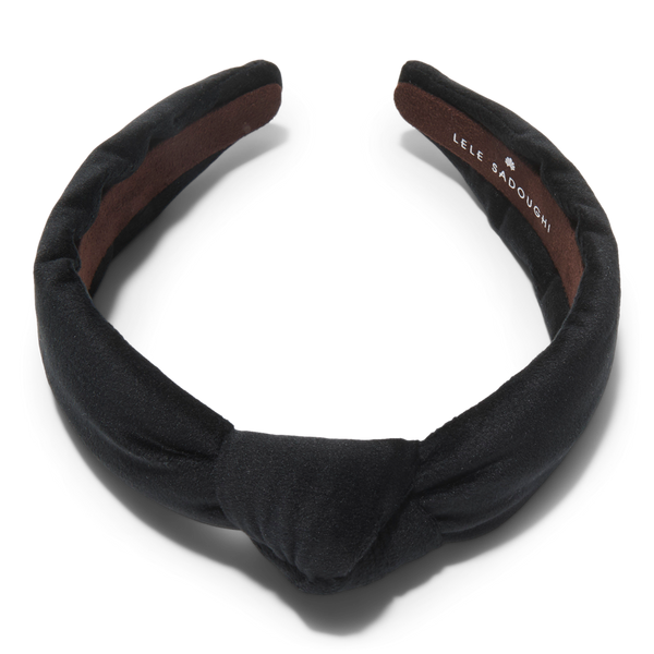 Lele Sadoughi Jet Velvet Slim Knotted Headband #2