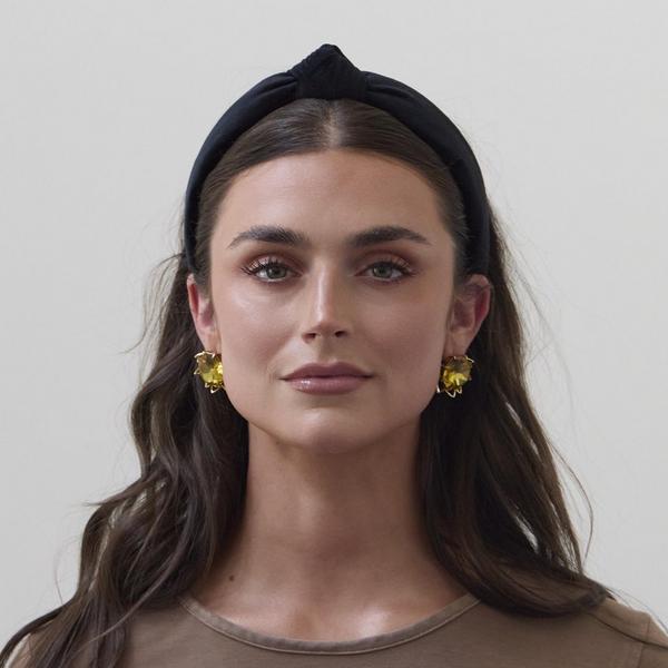 Lele Sadoughi Jet Velvet Slim Knotted Headband #4