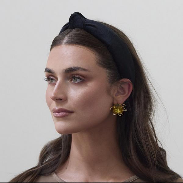 Lele Sadoughi Jet Velvet Slim Knotted Headband #5