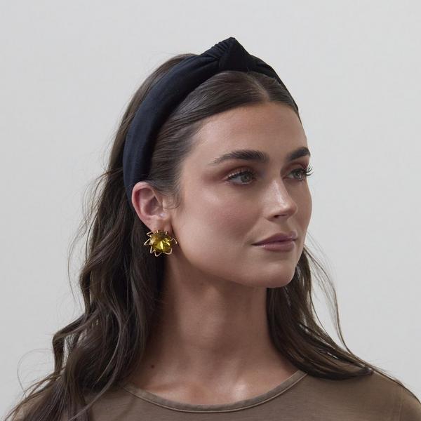 Lele Sadoughi Jet Velvet Slim Knotted Headband #6