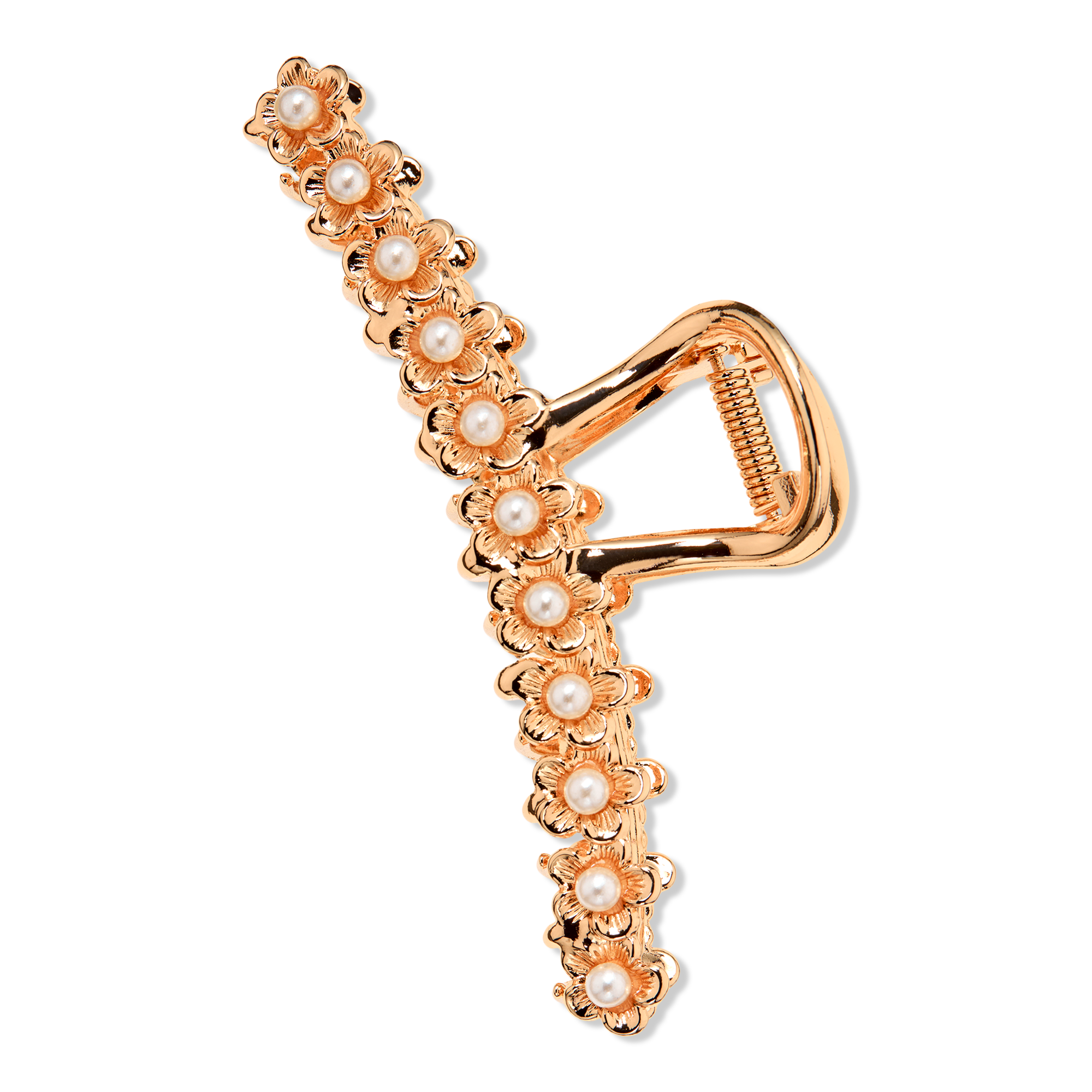 Conair Accessories Metal Gold Flower Pearl Claw Clip #1