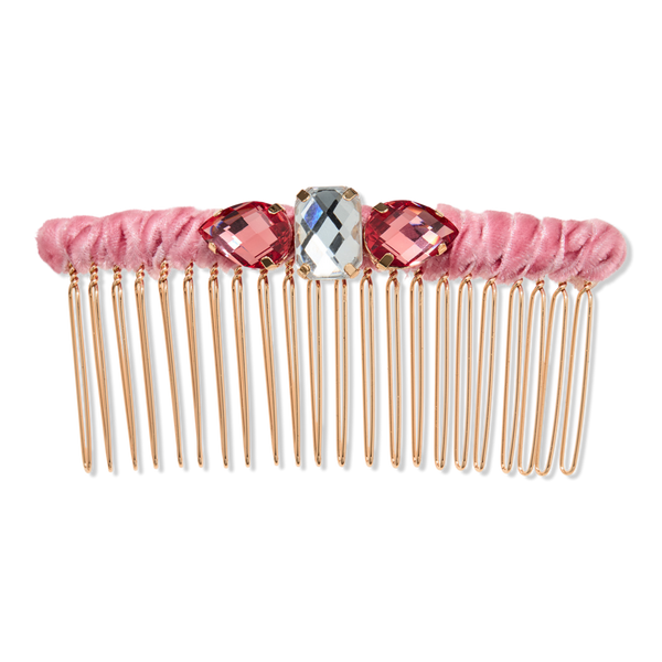 Conair Accessories Pink Velvet Fabric-Wrapped Fashion Comb with Multi Stones #1