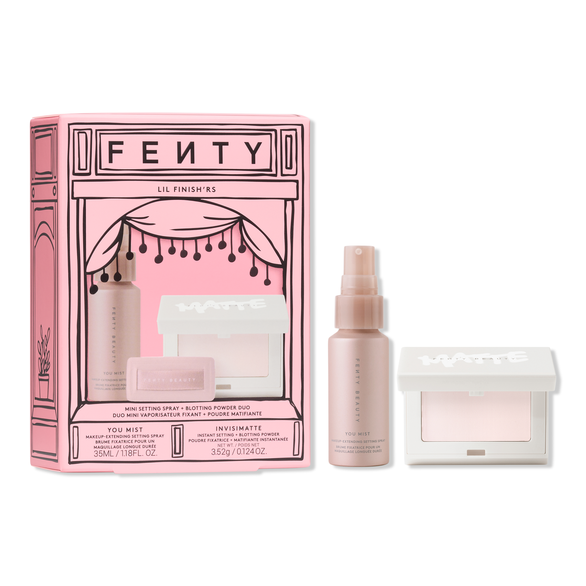 FENTY BEAUTY by Rihanna Lil Finish'rs Mini Setting Spray + Blotting Powder Duo Makeup Gift Set #1