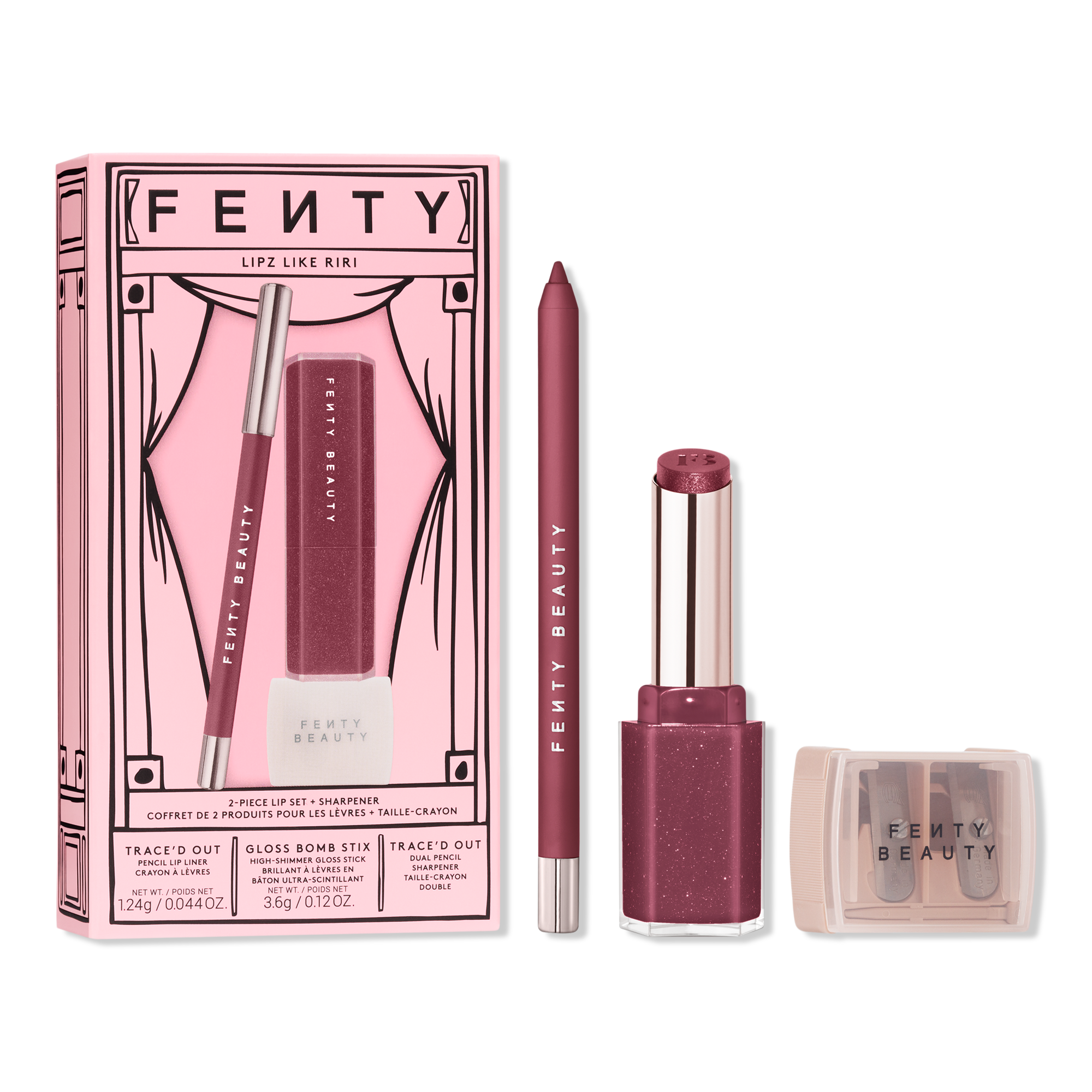 FENTY BEAUTY by Rihanna Подарочный набор для губ Fenty Beauty Lipz Like Riri из двух средств с точилкой — фото 1