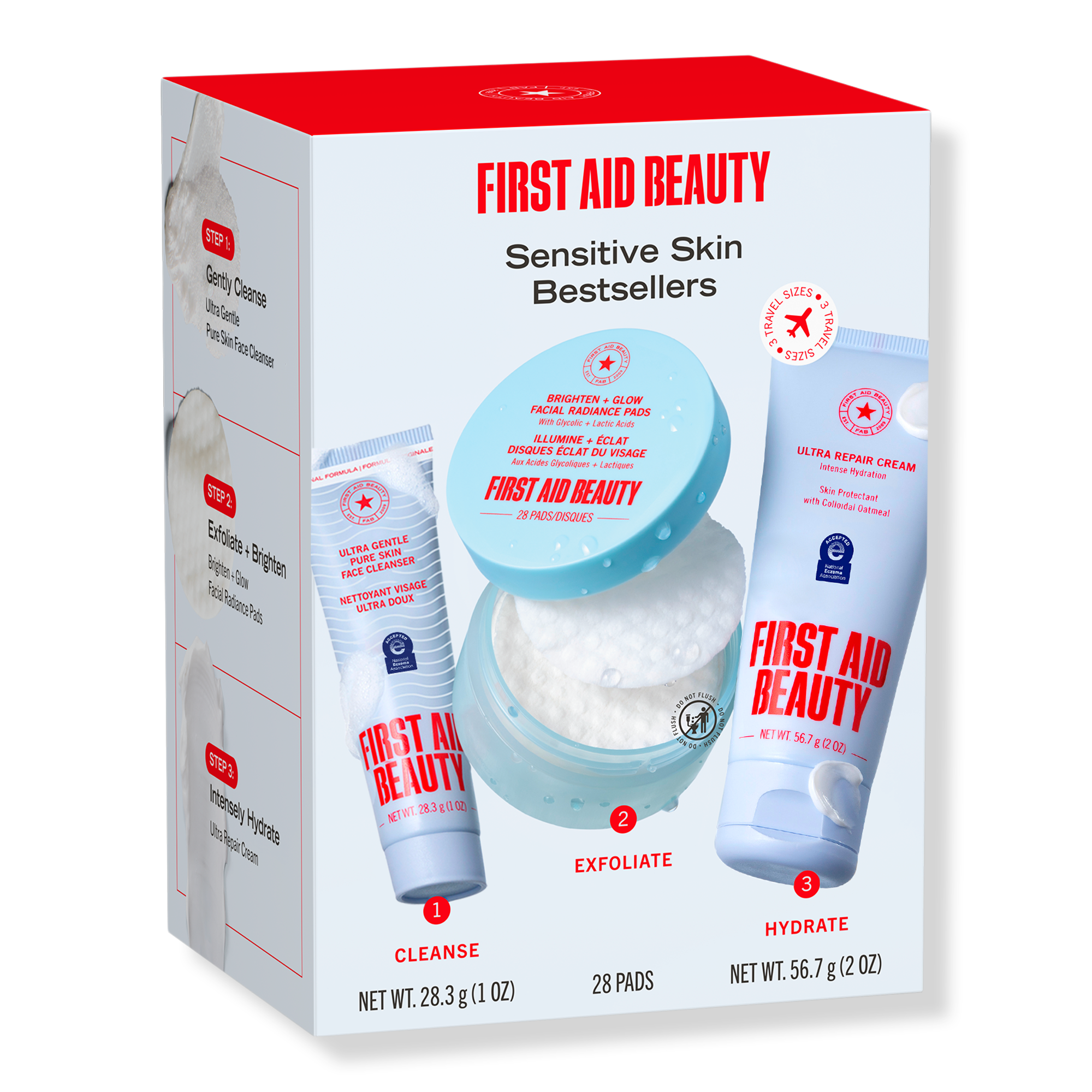 First Aid Beauty Sensitive Skin Bestsellers – Skincare Routine Travel Set #1