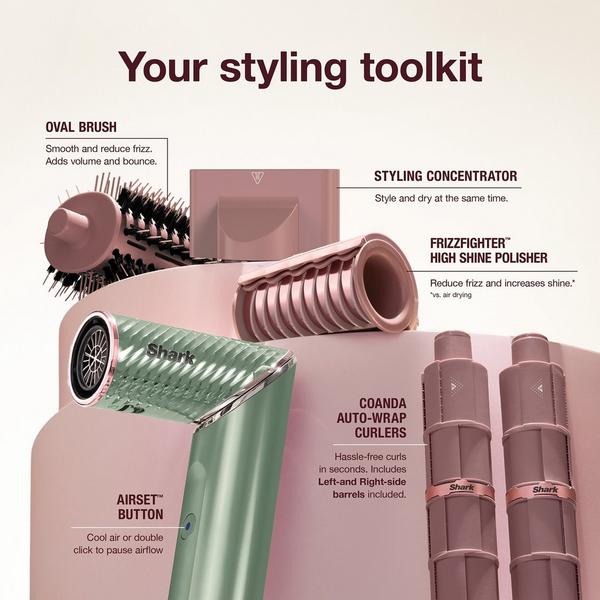 Shark Beauty FlexStyle IonCurl Ion Air Drying, Curling & Styling System in Strawberry Matcha #5