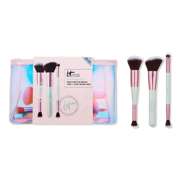 IT Brushes For ULTA Airbrush Limited Edition Face & Eye Brush Trio + Luxe Travel Bag #1