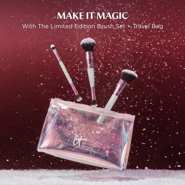 IT Brushes For ULTA Airbrush Limited Edition Face & Eye Brush Trio + Luxe Travel Bag #7