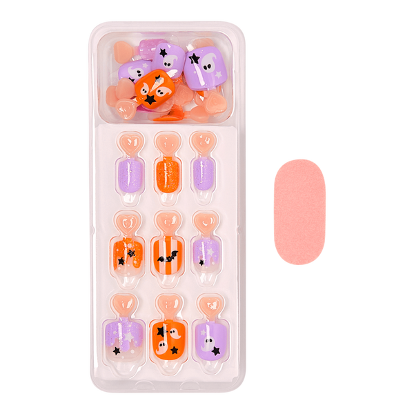 Kiss Impress Mini Short Squoval Press On Nails for Kids, Boo! #2