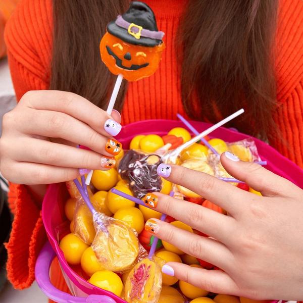 Kiss Impress Mini Short Squoval Press On Nails for Kids, Boo! #5
