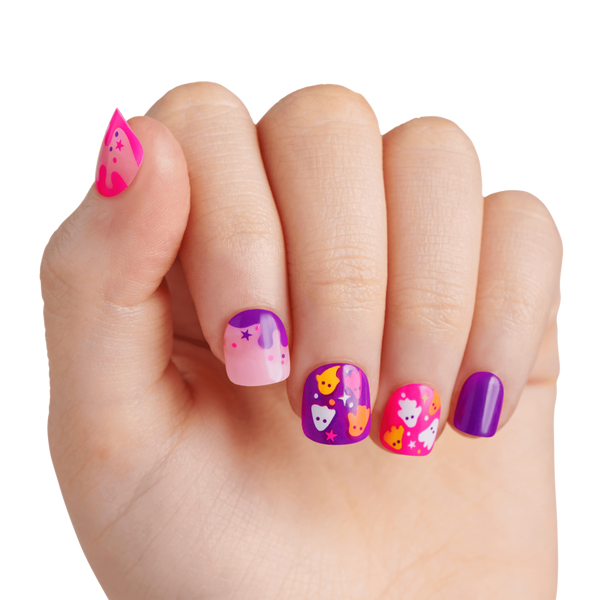 Kiss Impress Mini Short Squoval Press On Nails for Kids, Spookz #3