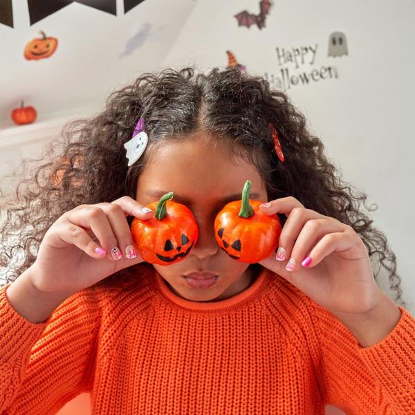 Kiss Impress Mini Short Squoval Press On Nails for Kids, Sweet Spooks #5