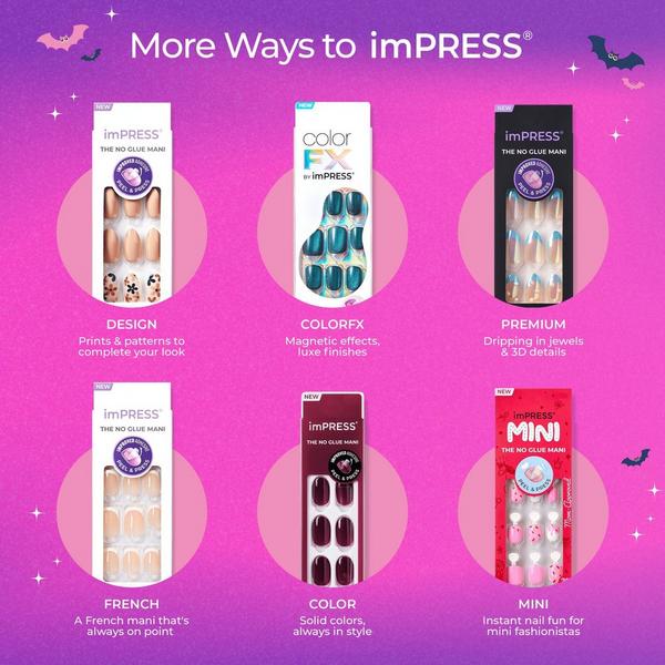 Kiss Impress Mini Short Squoval Press On Nails for Kids, Sweet Spooks #8