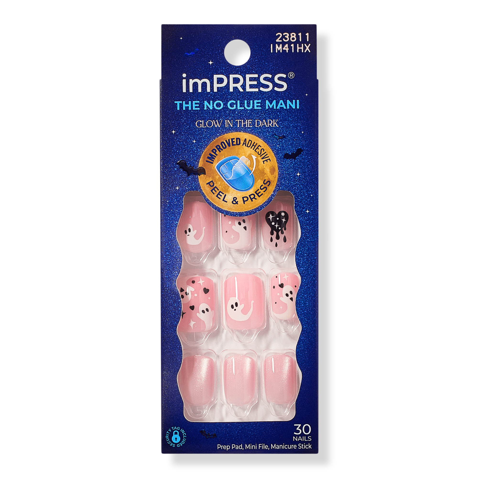 Kiss Impress Design Short Squoval Press On Nails, Blood Moon #1