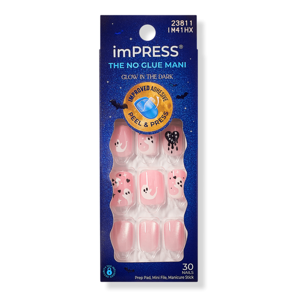Kiss Impress Design Short Squoval Press On Nails, Blood Moon #1
