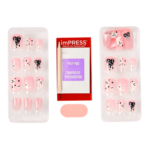 Kiss Impress Design Short Squoval Press On Nails, Blood Moon #2