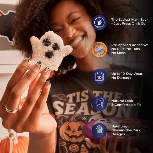 Kiss Impress Design Short Squoval Press On Nails, Blood Moon #7
