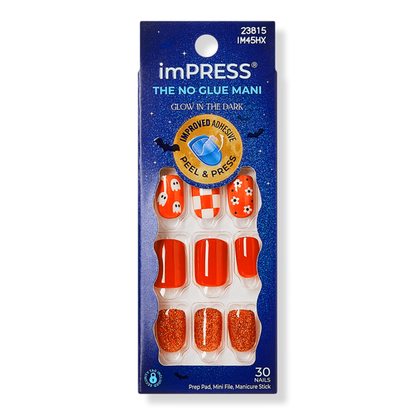 Kiss Impress Design Short Squoval Press On Nails, Fangs Out #1