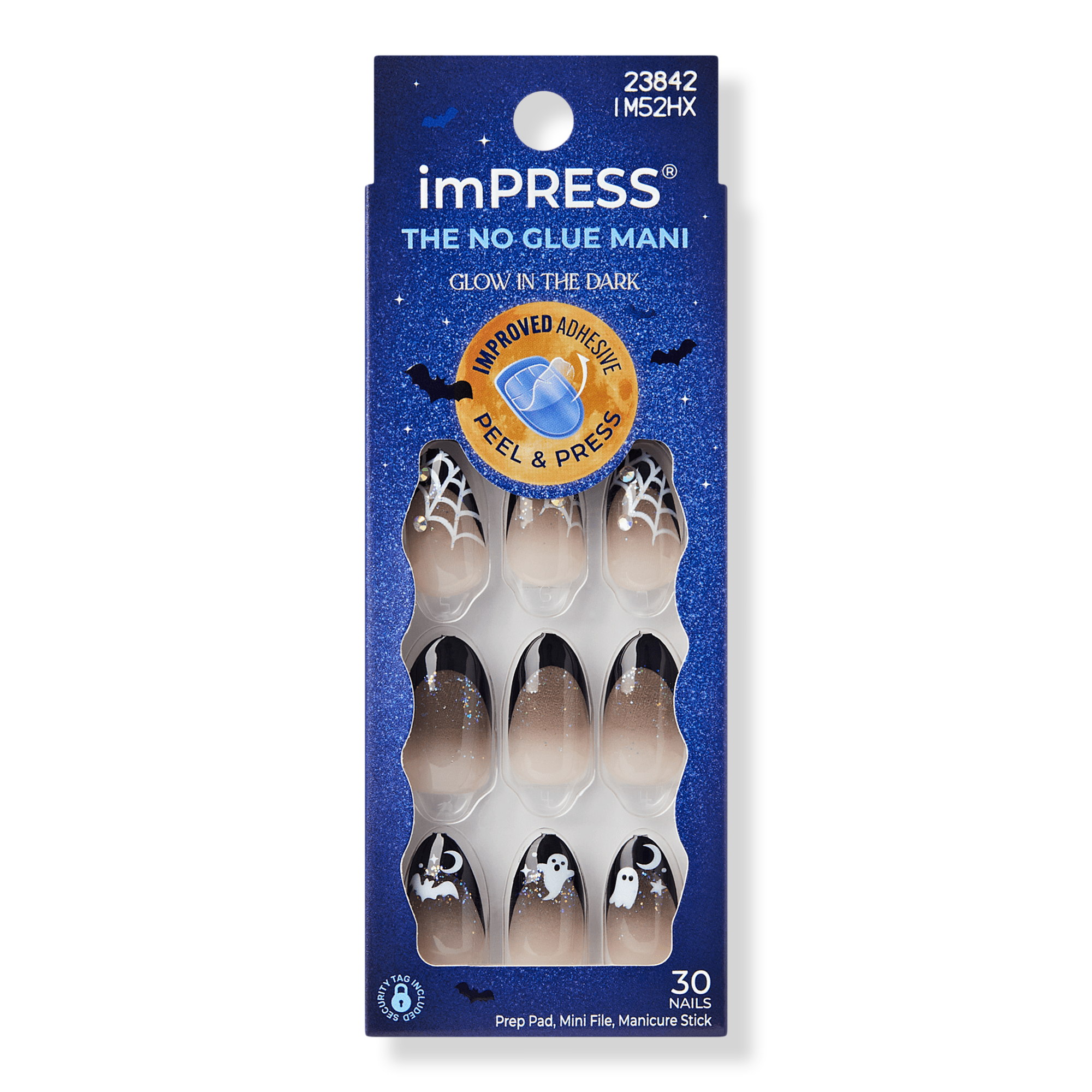 Kiss Impress Design Medium Almond Press On Nails, Boo Proof #1