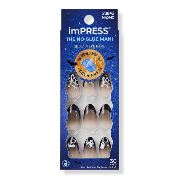 Kiss Impress Design Medium Almond Press On Nails, Boo Proof #1