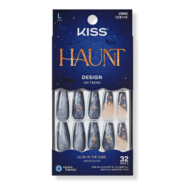 Kiss Core Design Long Coffin Press On Nails, Spooky Tips #1