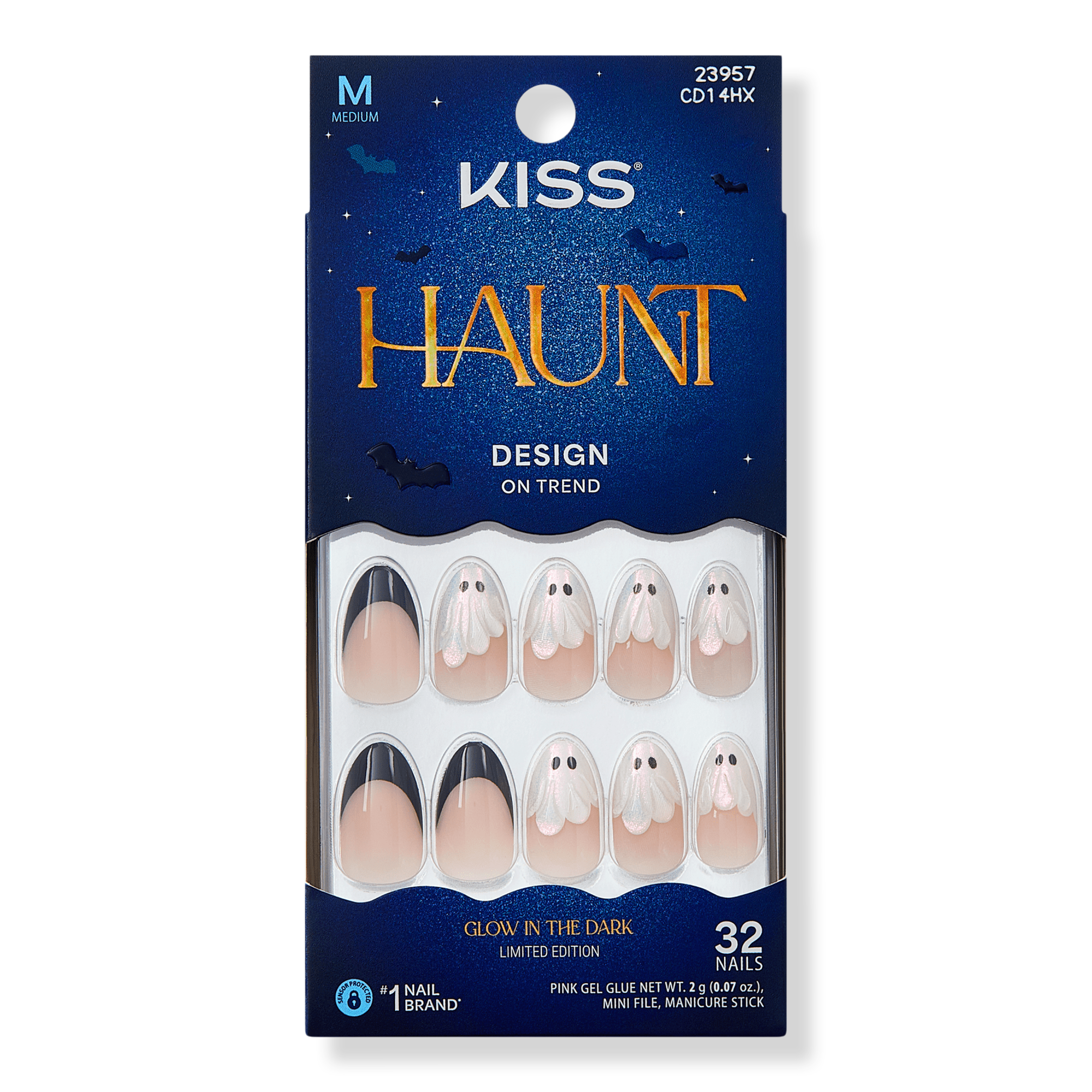 Kiss Core Design Medium Almond Press On Nails, Midnight Makeover #1