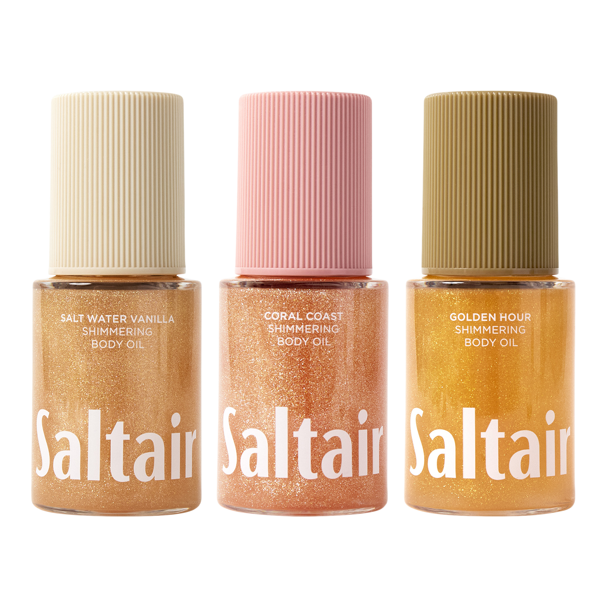 Трио мерцающих масел для тела Saltair Glow-On-The-Go, праздничный дорожный набор — фото 2
