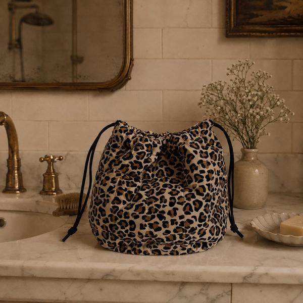 The Vintage Cosmetic Company Leopard Drawstring Quilted Bag #5