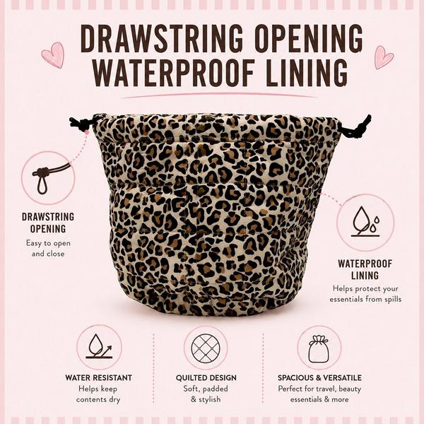 The Vintage Cosmetic Company Leopard Drawstring Quilted Bag #6