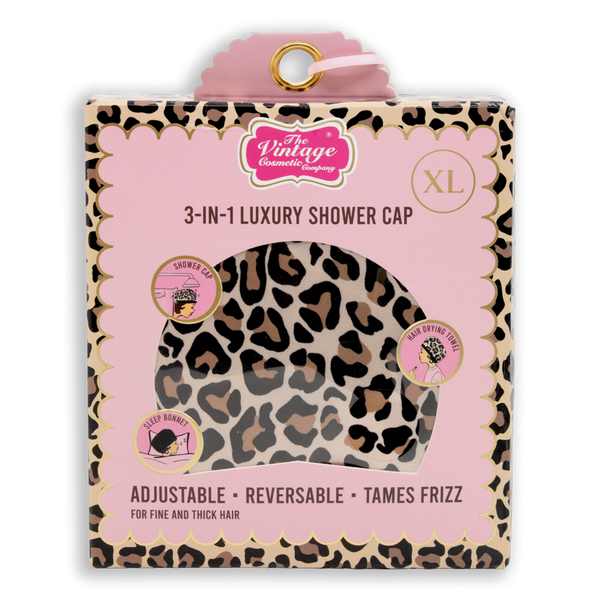 The Vintage Cosmetic Company Leopard Print 3-IN-1 Shower Cap #2