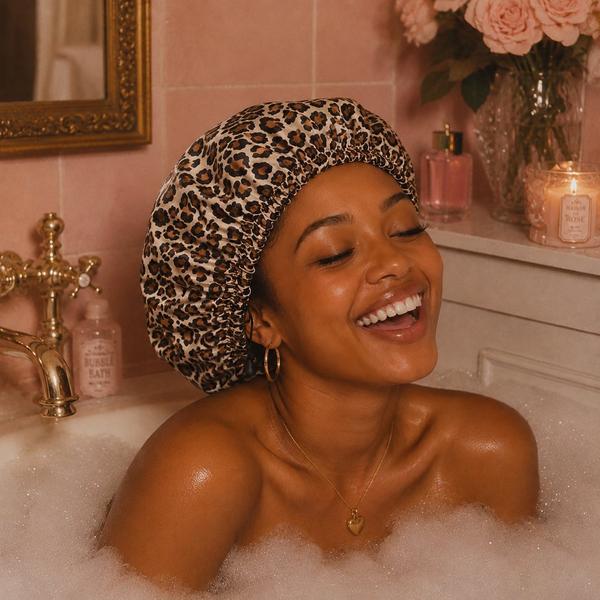 The Vintage Cosmetic Company Leopard Print 3-IN-1 Shower Cap #3