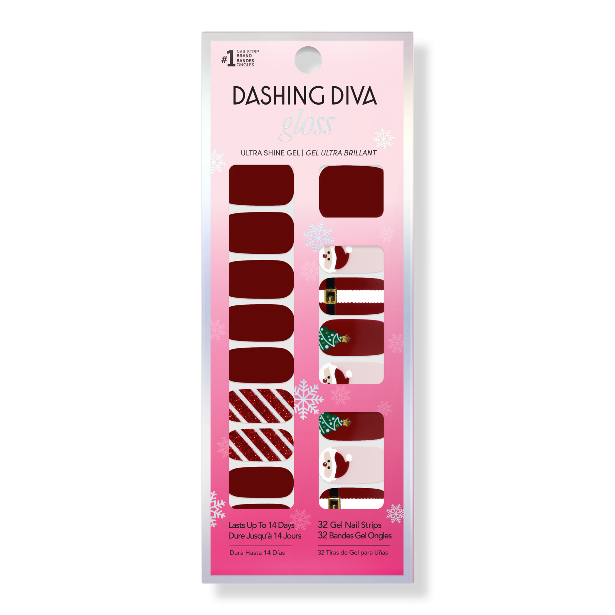Dashing Diva GLOSS, Gel Nail Strips, Santa's Little Mani #1
