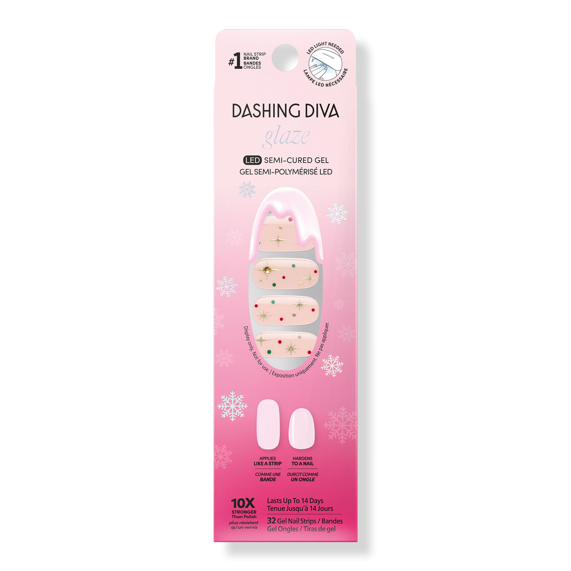 Dashing Diva GLAZE DESIGN, Semi-Cured Gel Nail Strips, Joy to the World #1