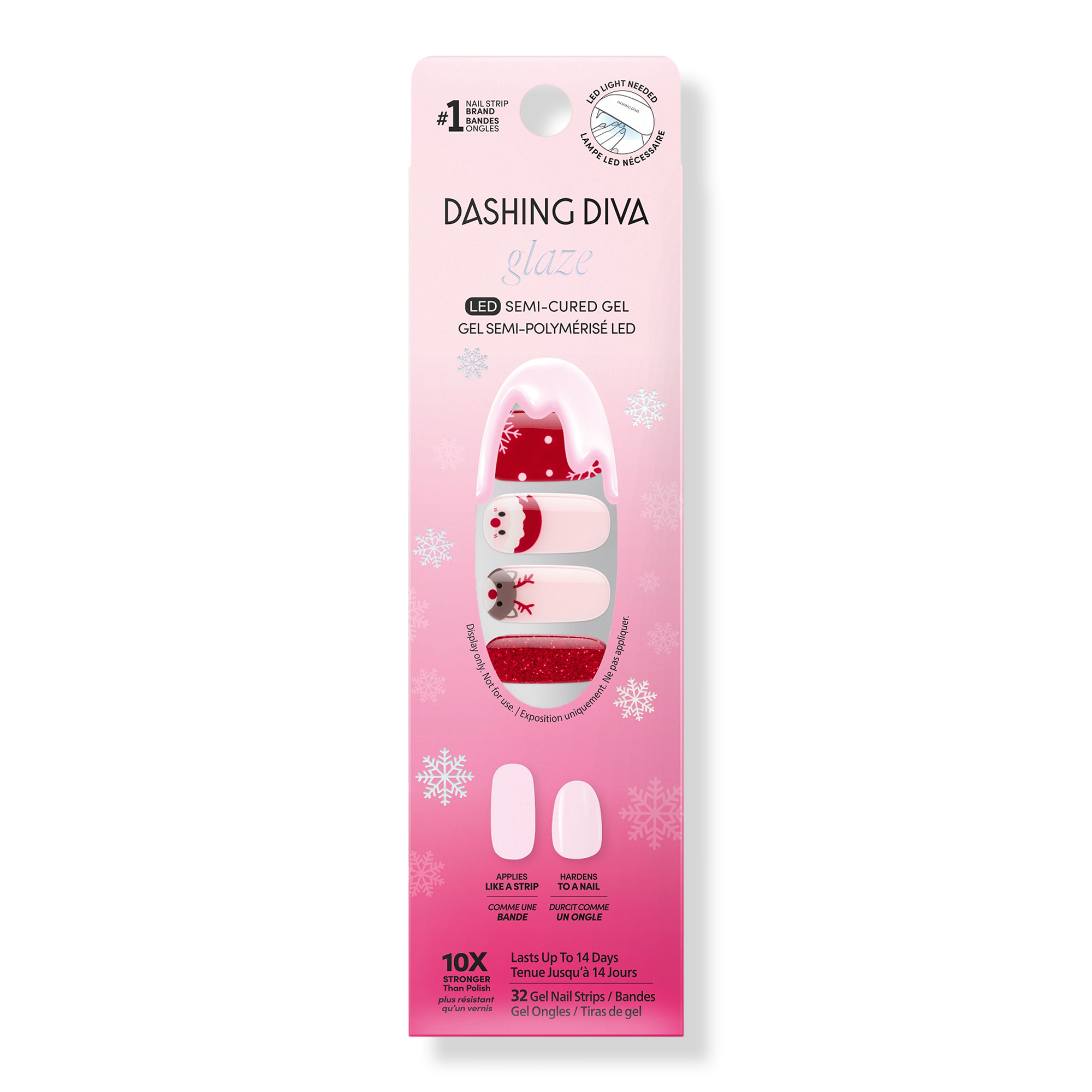 Dashing Diva GLAZE DESIGN, Semi-Cured Gel Nail Strips, Santa Squad #1