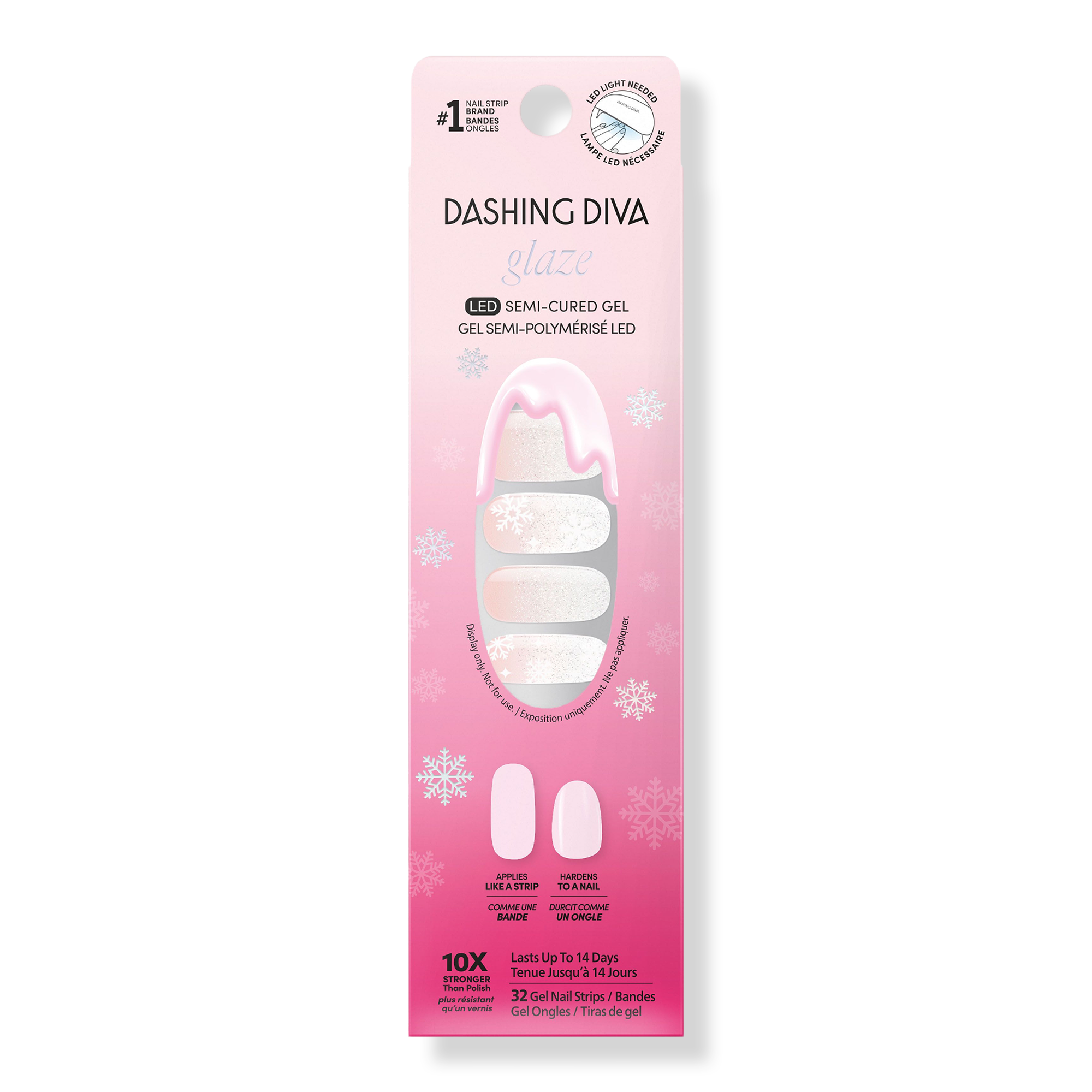 Dashing Diva GLAZE DESIGN, Semi-Cured Gel Nail Strips, Snowglobe #1