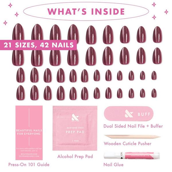 Olive & June Holiday Instant Mani - Cabernet Velvet Almond Medium #3