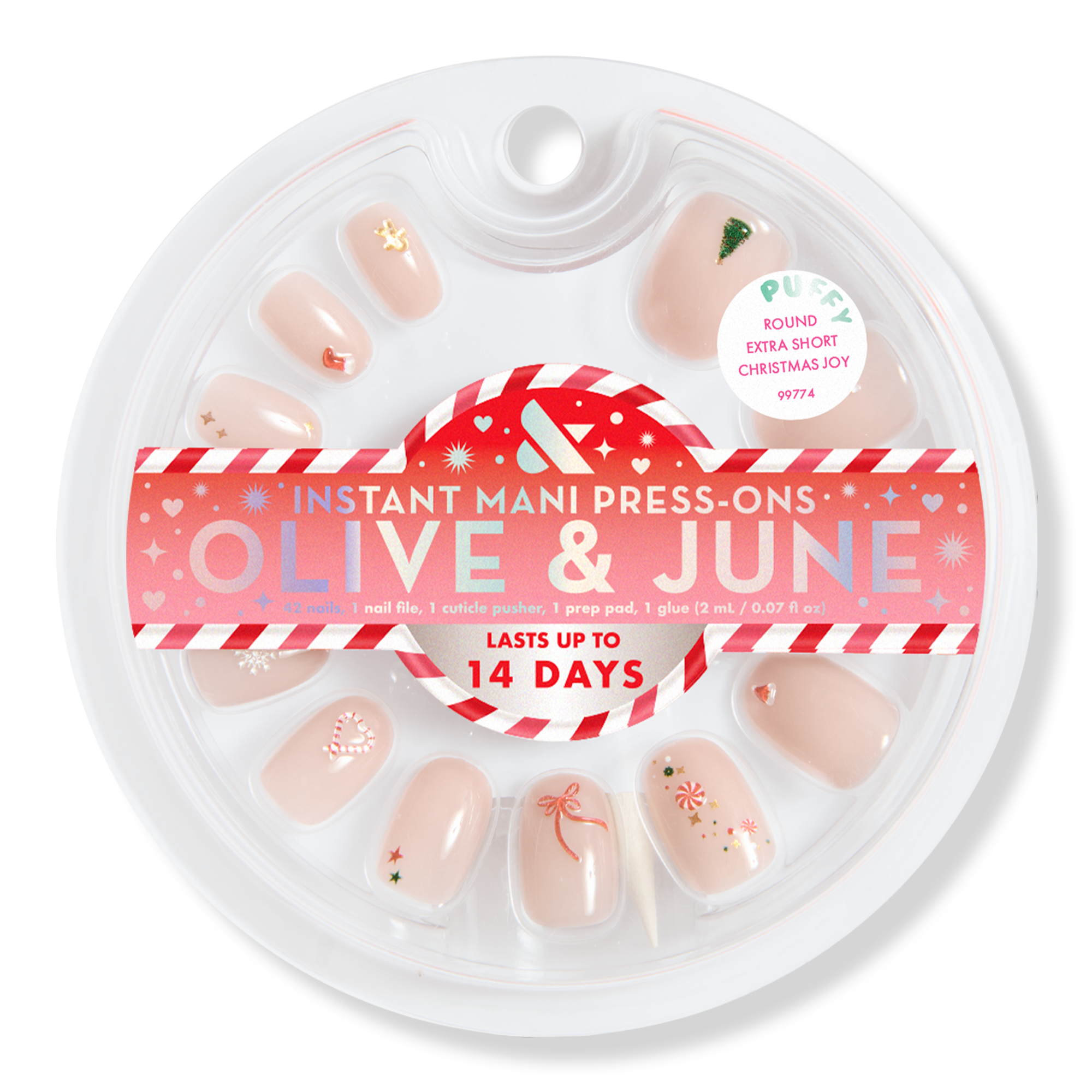 Olive & June Holiday Instant Mani - Christmas Joy Extra Short Round #1