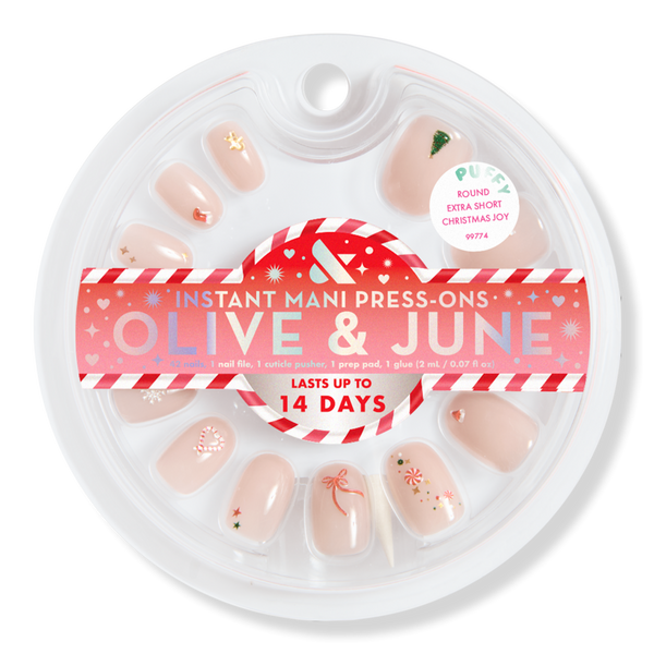 Olive & June Holiday Instant Mani - Christmas Joy Extra Short Round #1