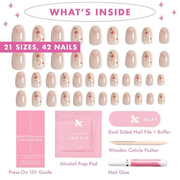 Olive & June Holiday Instant Mani - Christmas Joy Extra Short Round #3