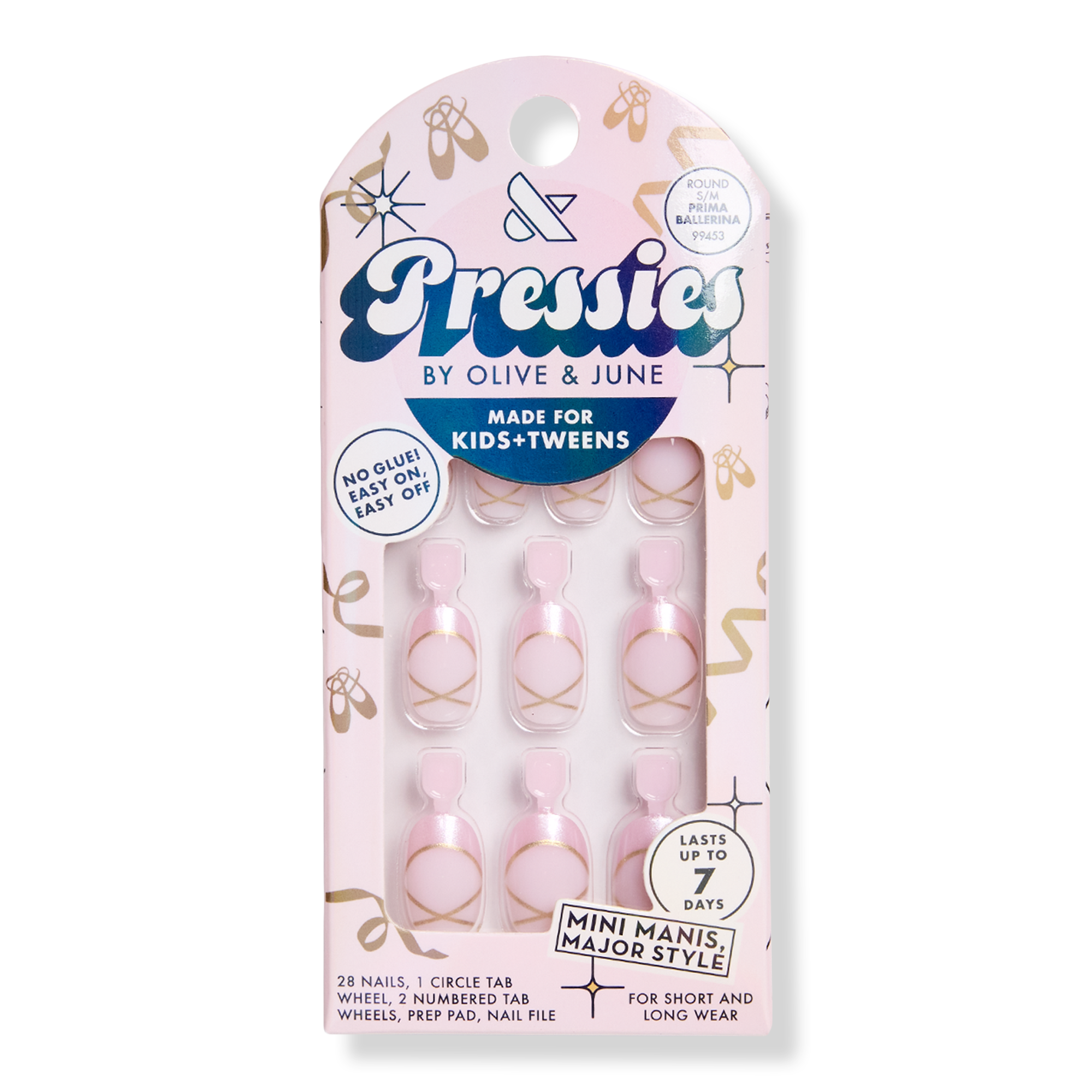 Накладные ногти Olive & June Holiday Pressies, Prima Ballerina, короткие