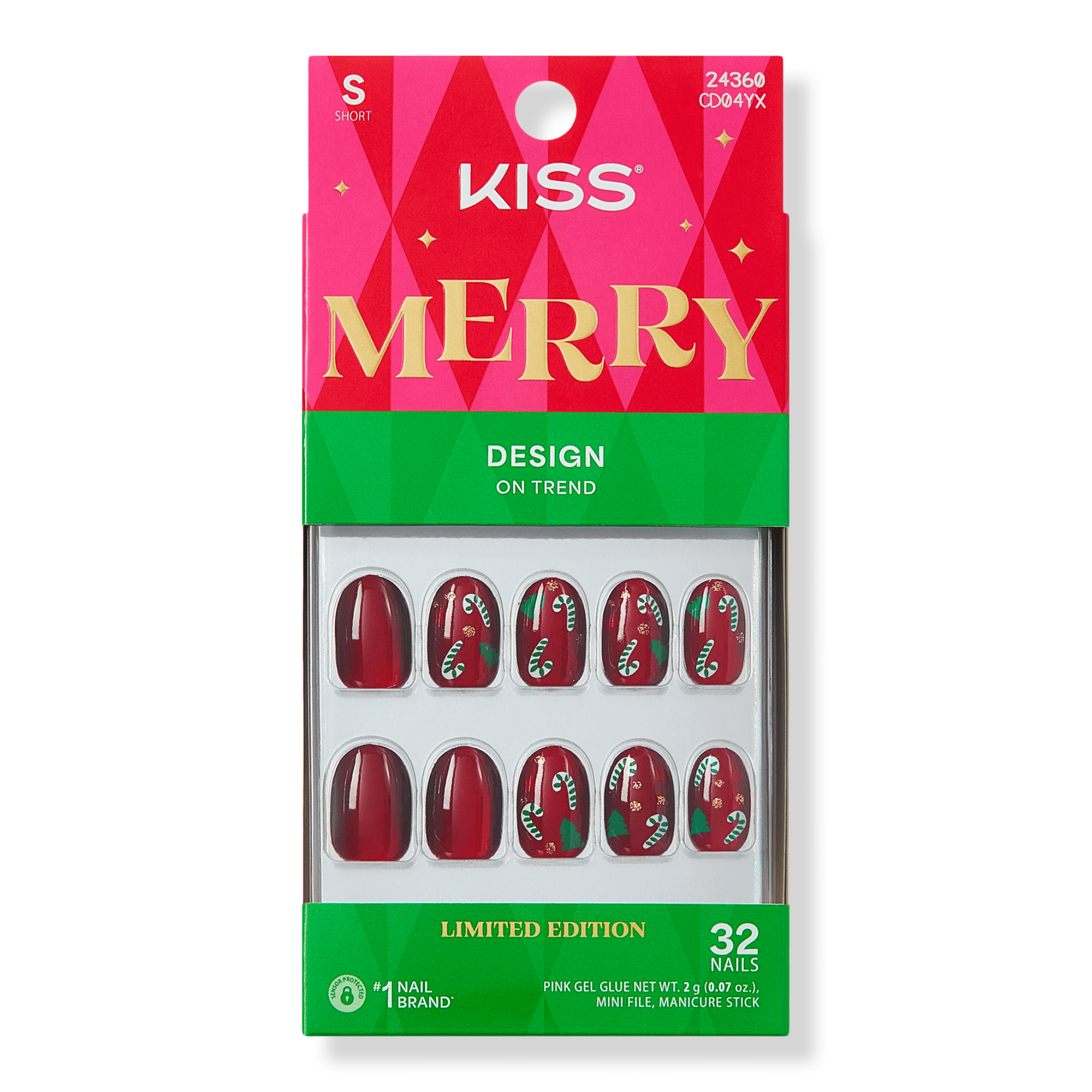 Накладные ногти Kiss Core Design, короткая круглая форма, Sleigh My Name — фото 1