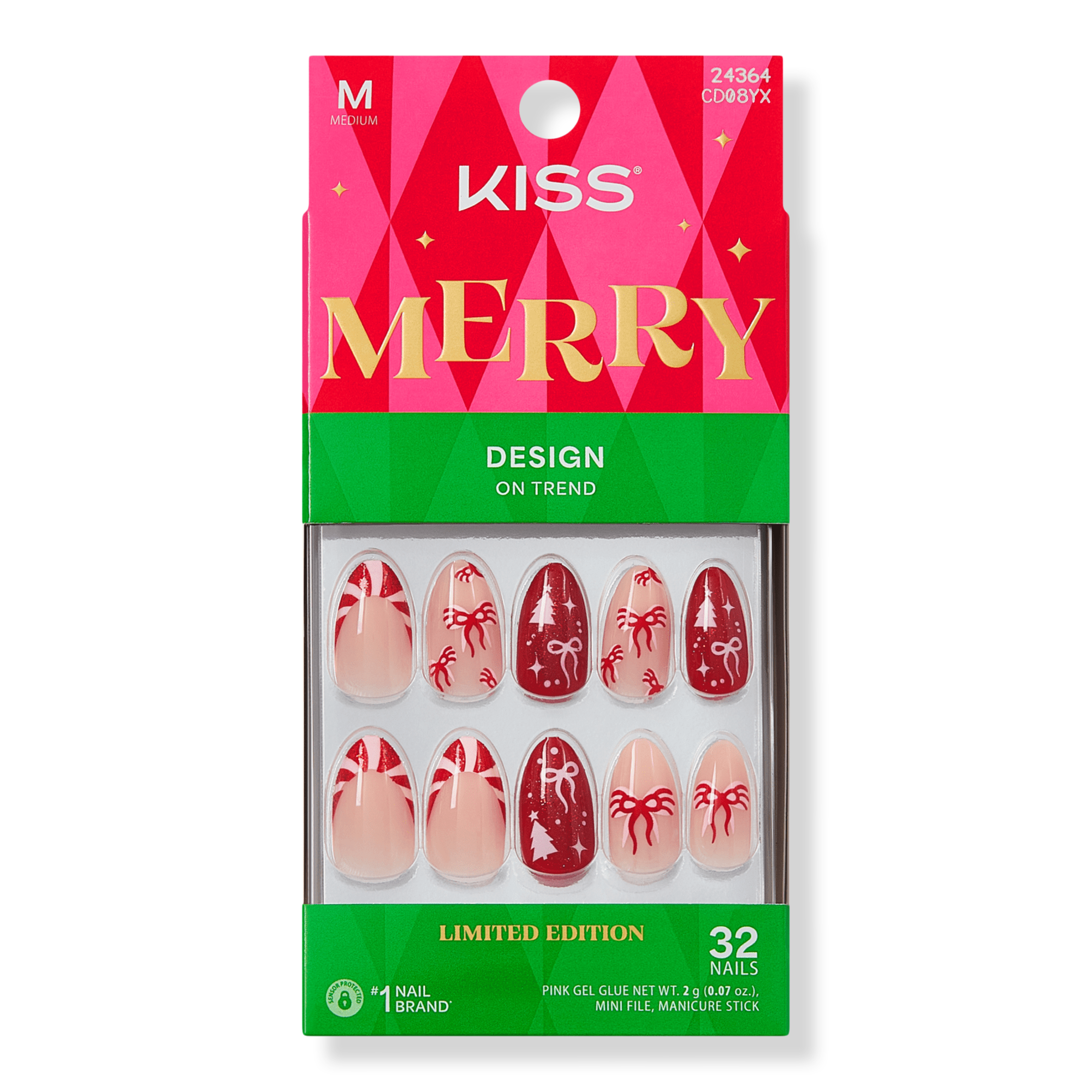 Накладные ногти Kiss Core Design, средний миндаль, Twinkle All the Way