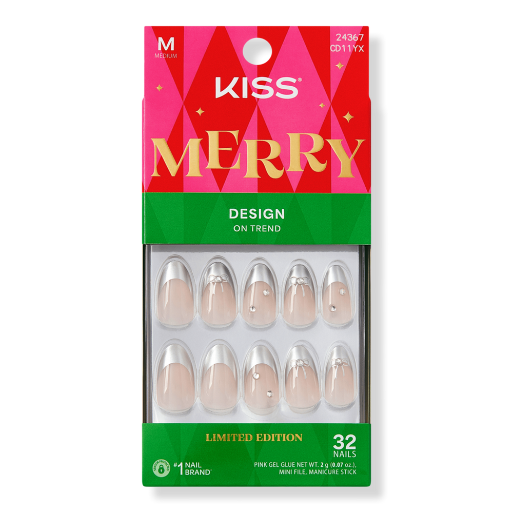 Kiss Core Design Medium Almond Press On Nails, Let It Glow