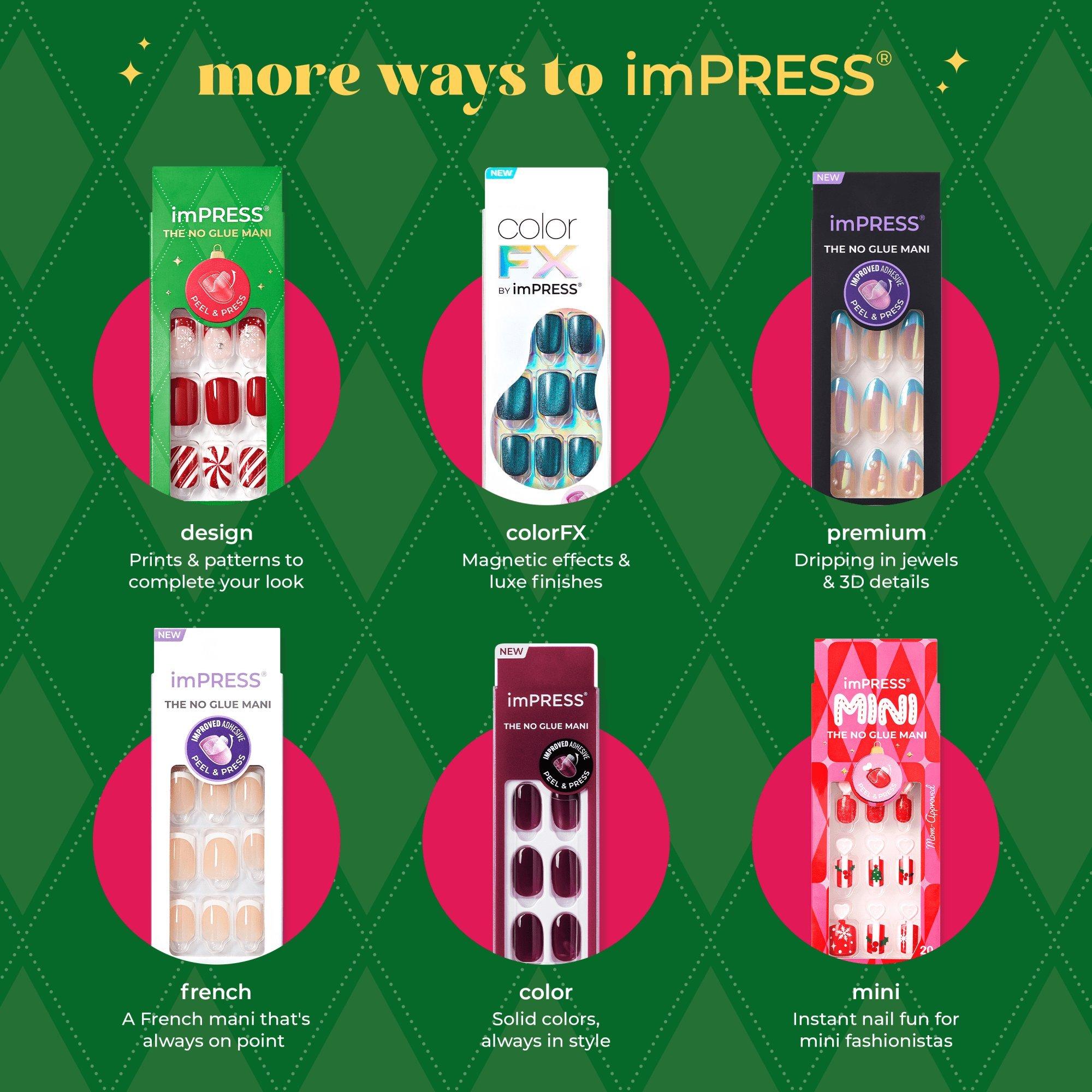 Накладные ногти Kiss Impress Design, короткая квадратно-овальная форма, Feliz Navidad — фото 8