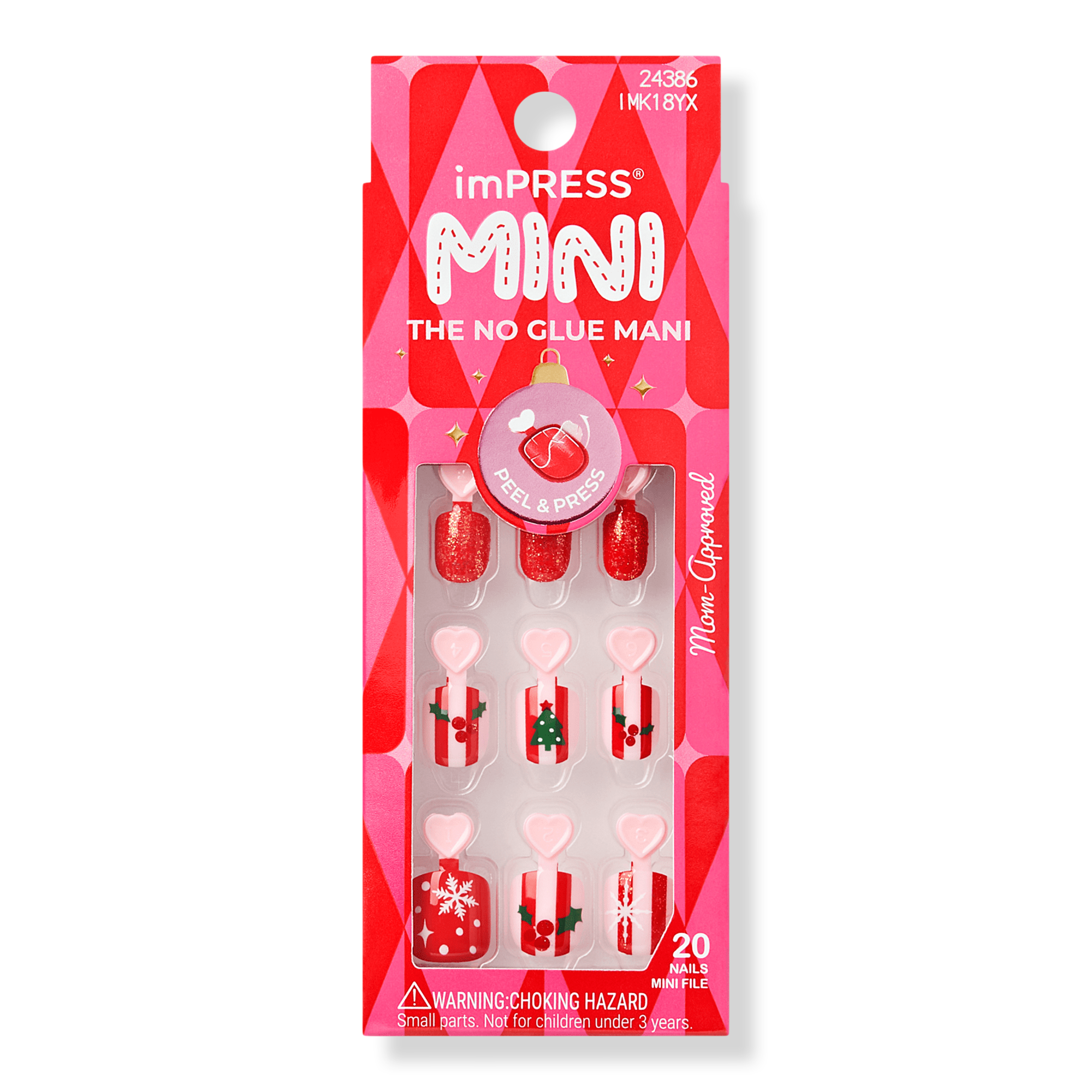 Детские накладные ногти Kiss Impress Mini, квадратно-овальная форма, Cute Wish