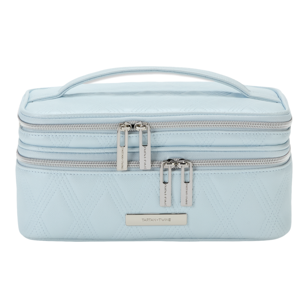 Tartan + Twine Blue Aura Double Zip Train Case