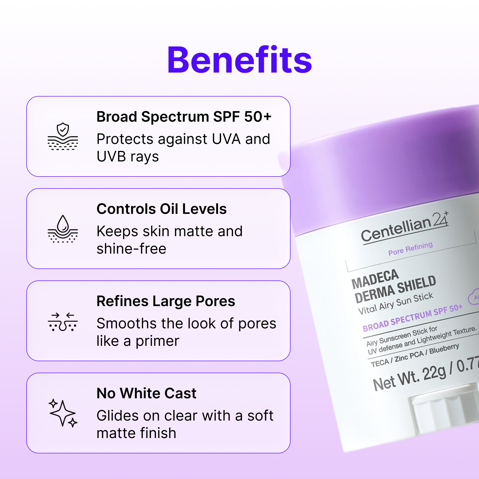 Солнцезащитный стик SPF 50+ Centellian24 Madeca Derma Shield Vital Airy — фото 2