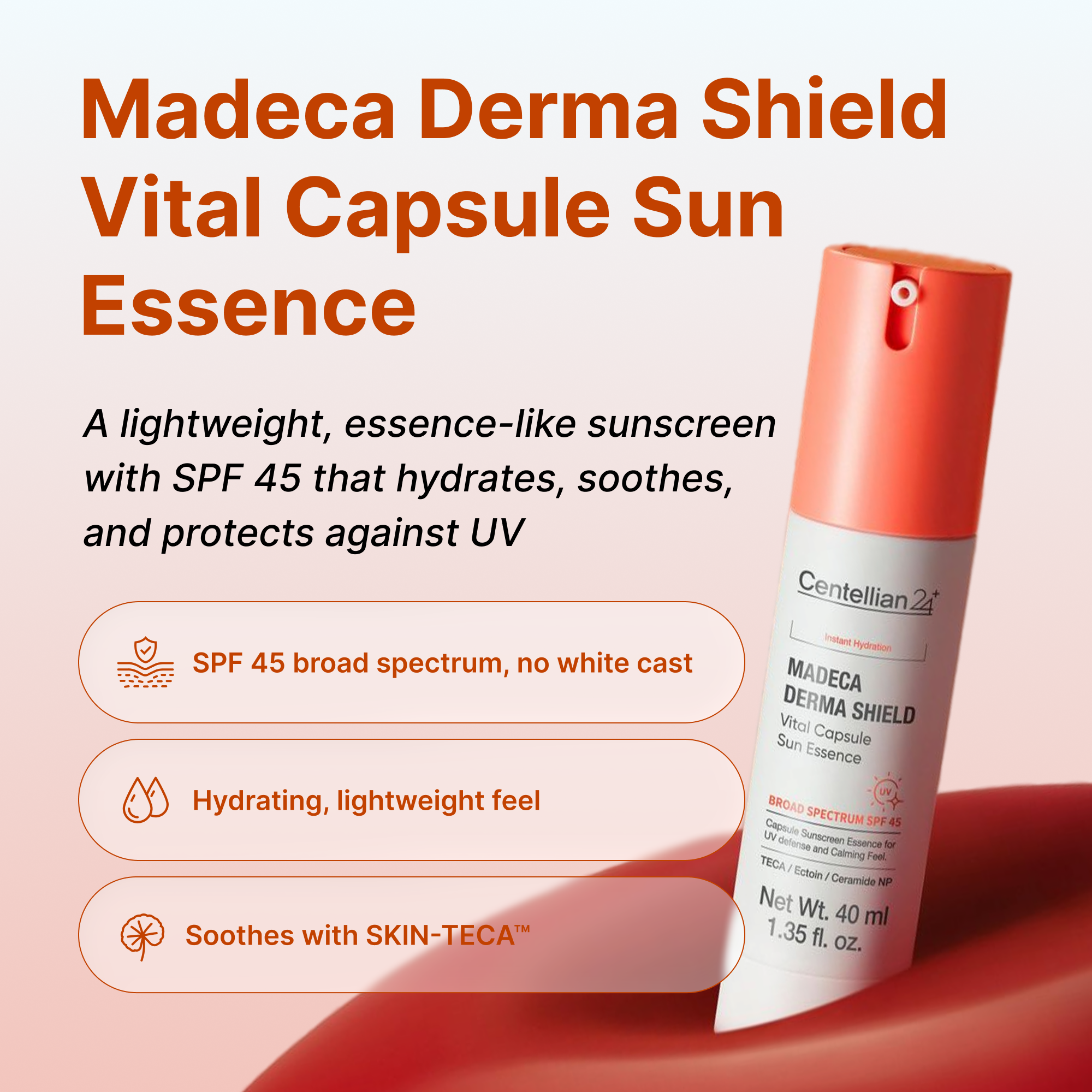 Капсульная солнцезащитная эссенция SPF 45 Centellian24 Madeca Derma Shield Vital — фото 3