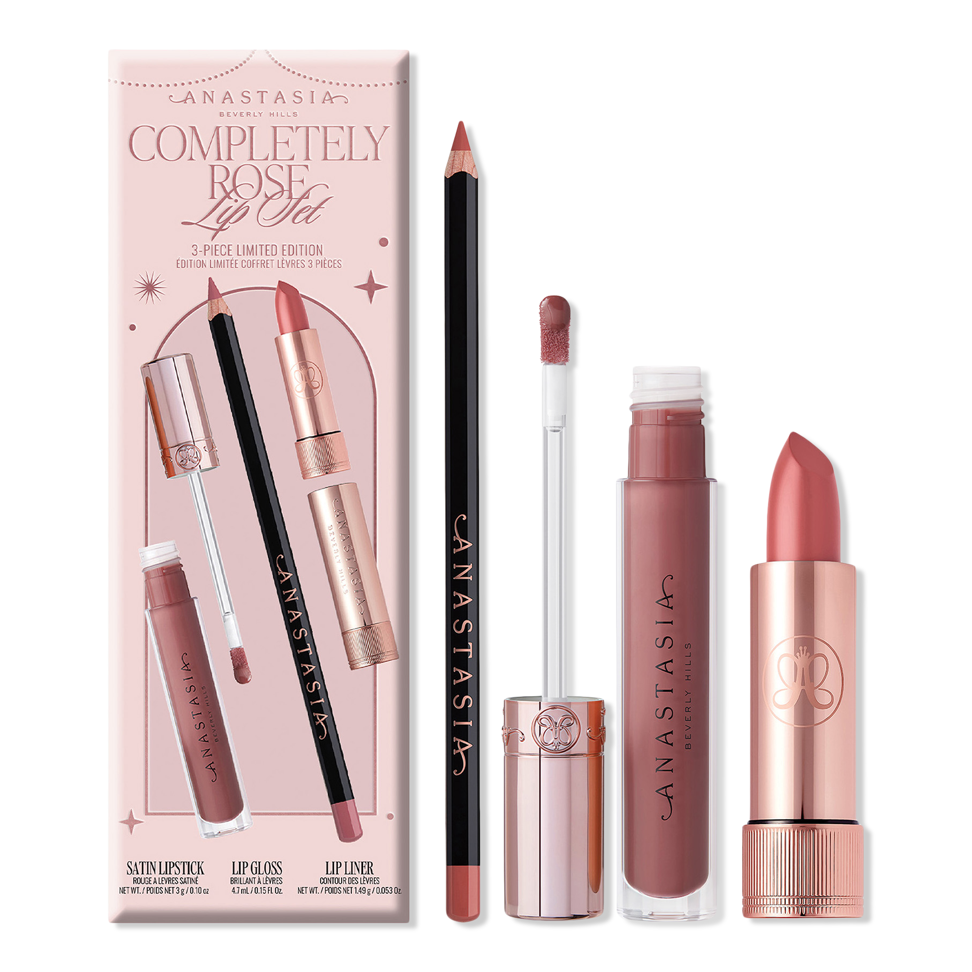Anastasia Beverly Hills Completely Rose – Limited Edition 3-Piece Lip Set #1