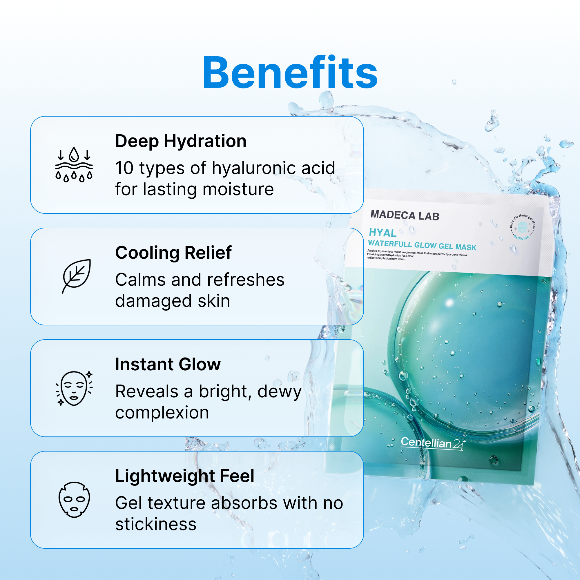 Увлажняющая гелевая маска для сияния кожи Centellian24 Madeca Lab Hyal Waterfull Glow — фото 5